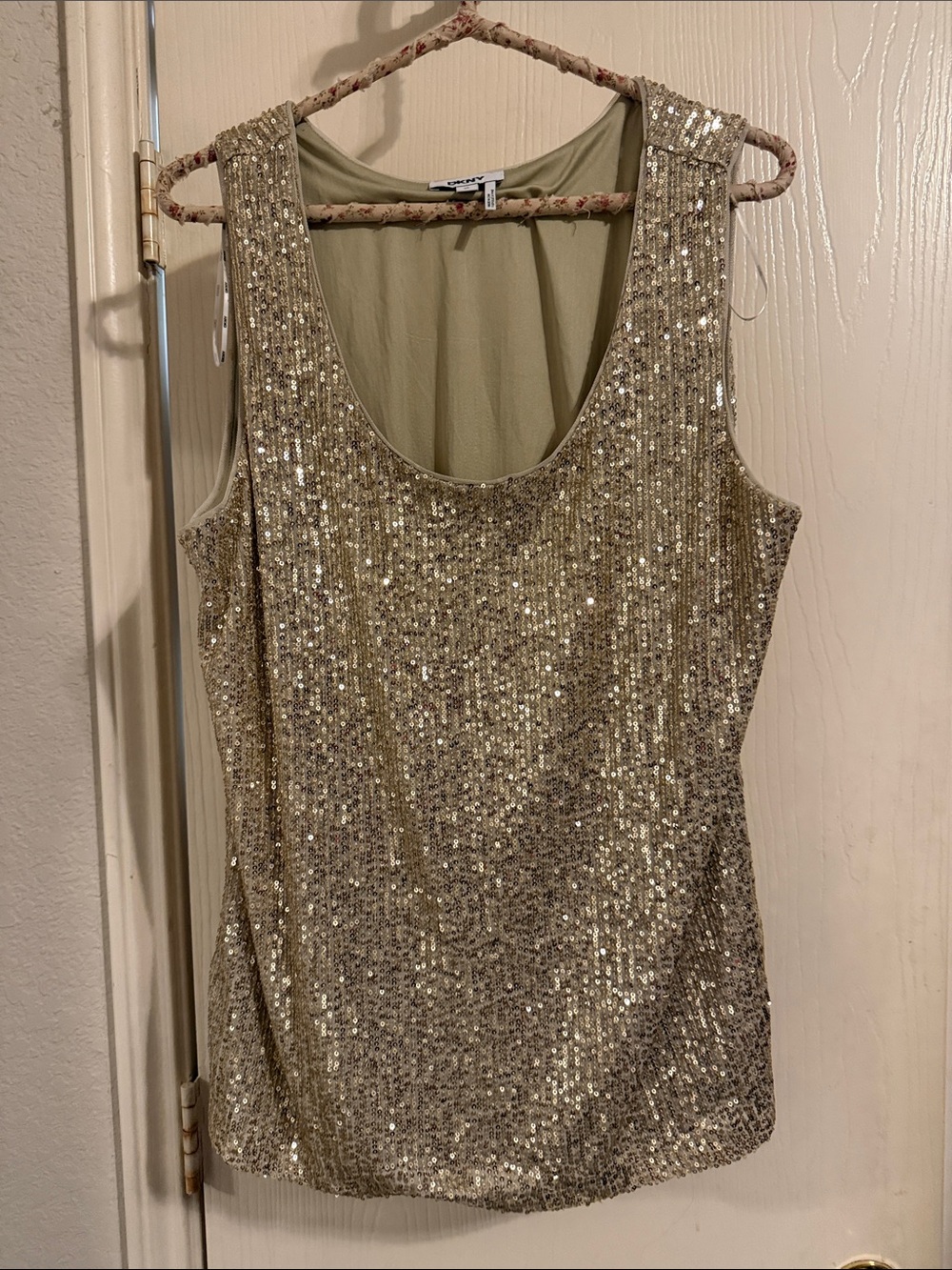 DKNY Gold Sequin Tank Top